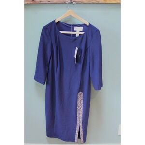 Joseph Ribkoff Midnight Blue Dress‎ Womens Size 10 Sheath Cocktail Party